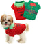 HYLYUN 2 Pack Christmas Dog Shirts - Cute Printed Puppy T-Shirt for Small Dogs and Cats Christmas Cosplay Apparel