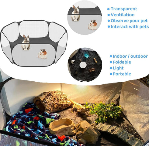 2 1 Amakunft in Small Animal Playpen with Waterproof Pad, Pop-Up Portable Play Yard for Guinea Pigs, Rabbits, Hamsters