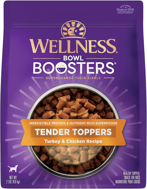Wellness Tender Toppers (Previously Bowl Boosters), Grain-Free Natural Dog Food Toppers, Real Meat (Turkey & Chicken,