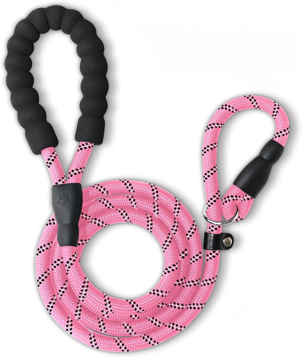 WePet Dog Training Slip Leash, 6 ft, 1/2 inch, Fuchsia/Green, Durable Reflective Lead, Comfortable Handle, Heavy Duty