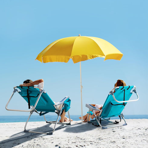 Generic Backpack 5 Beach Chairs Low Position Beach Chair with Pouch Straps Folding Lightweight Reclining Aluminum Lay
