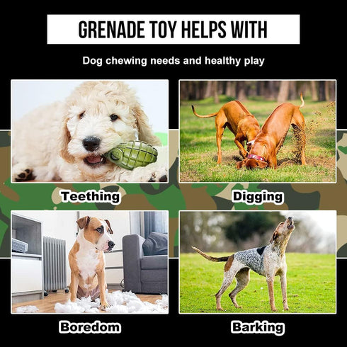Operation Good Boy Durable Grenade Dog Toy, Patriotic Military Inspired Chew Toy for Teething and Interactive Play