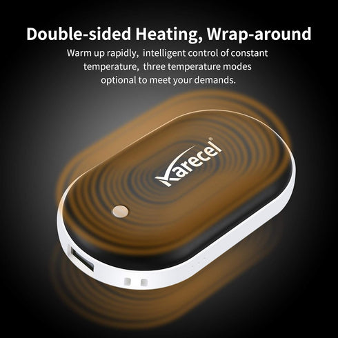 Karecel Rechargeable Hand Warmer, 5200mAh, Double-Sided Fast Heating Power Bank, Up to 11Hrs, Portable Heater