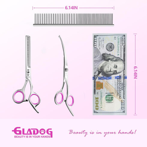 4 1 Set GLADOG Professional in Dog Grooming Scissors with Safety Round Tips, Sharp and Heavy-duty Pet Grooming Shears