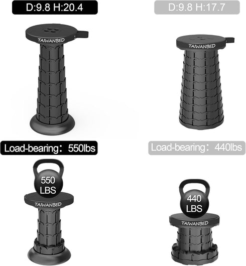 2026 52cm 550Ib Upgraded Taller Collapsible Stool with Cushion,Portable Seat,Telescoping Stools,Adujstable Camping