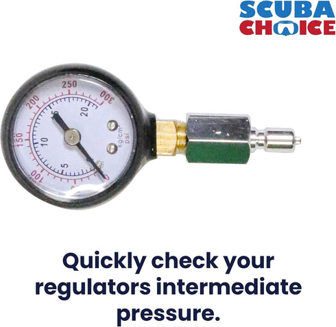 Scuba Choice Regulator Intermediate Pressure Checker Gauge, 1.5 Inch, 300 PSI, Compact & Easy-to-Use
