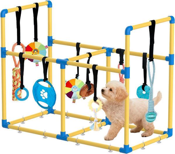 Puppy Play Gym Large & 10 Hanging Toys Indoor Play Gym Interactive