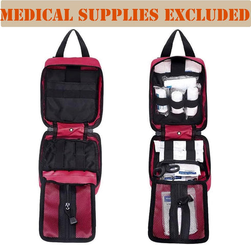 First Aid Kit Survival Backpack Emergency Trauma Kit EMT Medical Pouch Outdoor Tactical Gear Set Organizer Military Grade Rip-Away Molle Pouch Bag for Camping Car Hunting Hiking Adventures (BAG ONLY)