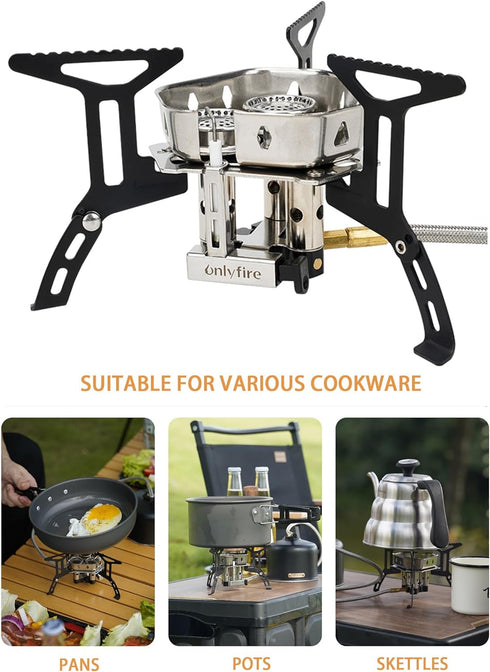 ONLYFIRE Portable Camping Gas Stove 6800W, Small Backpacking Stove with Piezo Ignition, Mini Camp Stove with Carry Bag