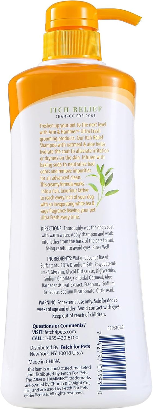 Arm & Hammer Ultra Fresh Itch Relief Shampoo for Pets, Oatmeal & Aloe, 24oz Value Size with Pump