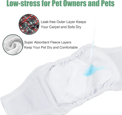 wegreeco Washable Male Dog Belly Band (Stylish Pattern)- Dog Diapers Male - Washable Male Dog Belly Wrap, (Blue, Green