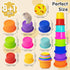 Iffitya 8 Pcs Colorful Stacking Cups and a Ball for Rabbits, Colorful Bunny Cups for Rabbits and Small Animals, Nesting