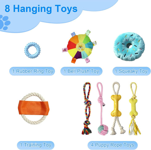 8 19.5" Puppy Play Gym with Hanging Toys - Indoor Jungle Gym for Small Dogs, Interactive Enrichment Activity Center