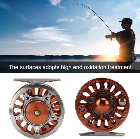 Fly Fishing Reel, 3/4 Weight, CNC Machined Aluminum Alloy Body, 1:1 Gear Ratio, 3 Bearings, Sealed Fishing Reel