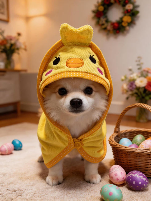 IOICYBF Dog Hooded Bathrobe Towel, Fast Drying Bath Towel Absorbent Warm Blanket Yellow M