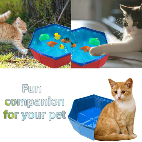 VEINARDYL 2 5 Swimming Swimming pcs Cat Pool Toys with pcs Toys, Foldable PVC Cat Splash Play Pool Water Mat Funny