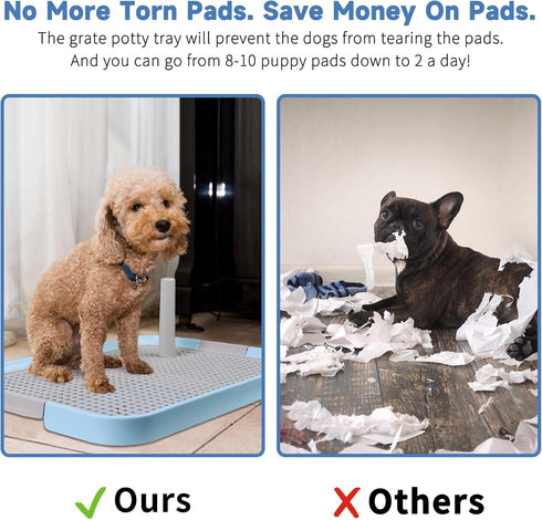 20"x14" 8pcs CUHIOY Dog Potty Tray Toilet - Indoor Pee Pad Holder with Training Pads, Puppy Mesh Potty with Secure