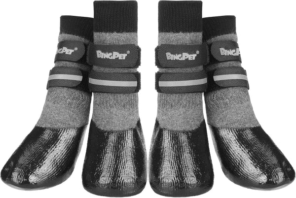 BINGPET Dog Socks for Hardwood Floors, Outdoor Anti-Slip Waterproof Paw Protector, Dog Boots for All Season