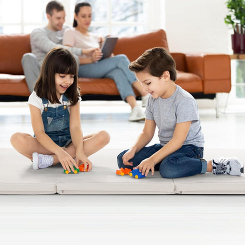 6 2 2 Goplus Folding Gymnastics Mat, x x Thick Tri-Fold Exercise Tumbling Mat w/Carrying Handles, Hook & Loop Fastener