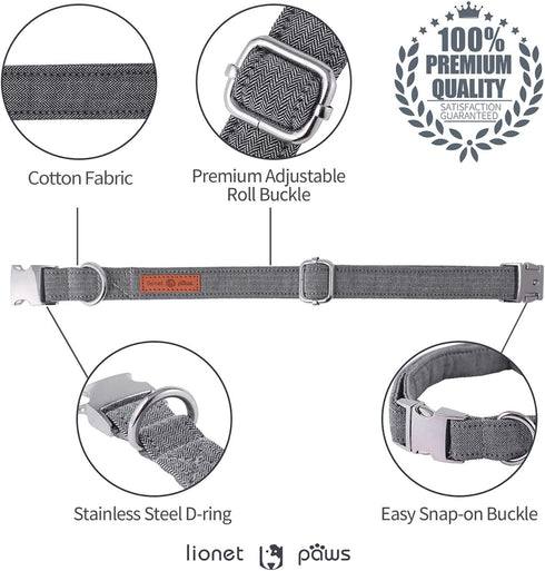 Lionet Paws Dog Collar with Bowtie - Durable Adjustable Collar for X-Small Dogs and Cats