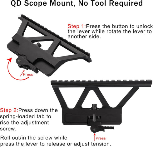 Side Scope Mount - Quick Detach Scope Mount Side Picatinny Rail for Red Dot Optic Scope