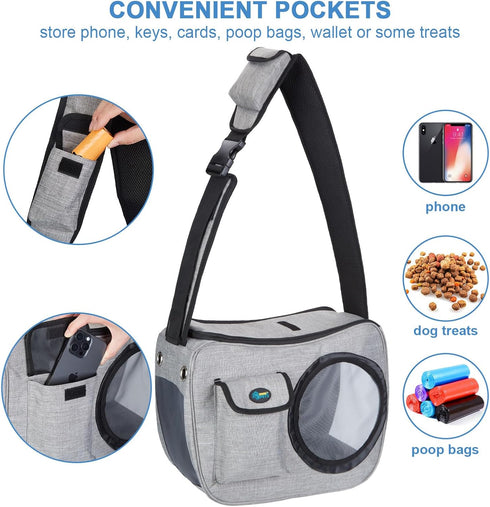 OWNPETS Pet Sling Carrier - Airline Approved Travel Bag for 10-15lb Small Dogs, Comfortable and Adjustable