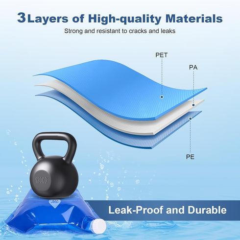 Water Container Bags, 4 Packs BPA Free Foldable Plastic 1.3 Gallon Water Container Bag for Camping Hiking Emergency