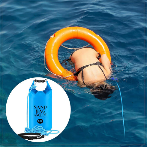 ShinyRelief 2 Set 10L/20L 2 1 Sand Anchor Bags, in PWC Kayak Anchor Kit for Float with Adjustable Straps, Waterproof