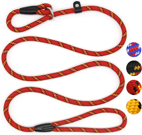 Red Brand 5 FT Adjustable Nylon Dog Rope Leash for Small Medium Dogs, 10-80 lb Walking