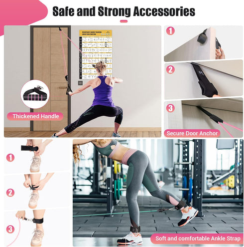 Resistance Bands with Handles for Women, 5 Level Workout Bands for Physical Therapy, Yoga, Pilates, Door Anchor