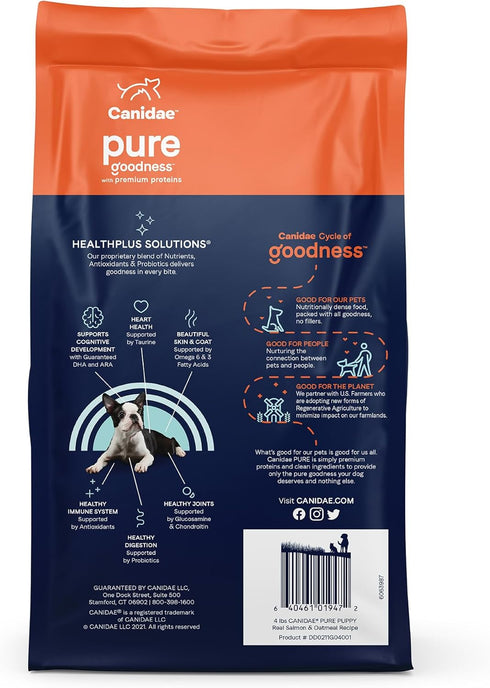 CANIDAE Pure Dry Puppy Food with Wholesome Grains, Real Salmon & Oatmeal, 4 lbs