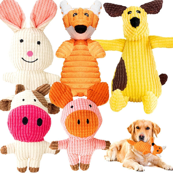 Generic Squeaky Plush Dog Toys: 5 Pack Tough Stuffed Toys - Chew Teething