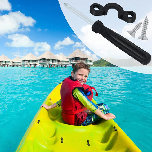 Kayak Pad Eye Deck Loops Tie Down with Screws for Kayak Rigging, 10Pcs, Black