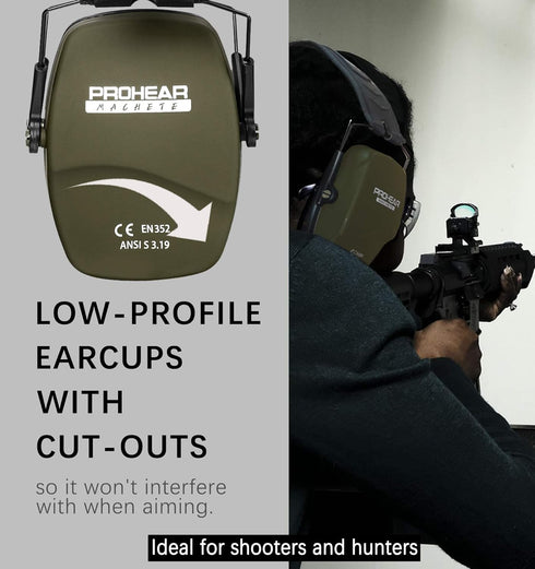 PROHEAR 016 Shooting Ear Protection Earmuffs, 2 Pack, NRR 26dB for Gun Range and Hunting - Black and Green