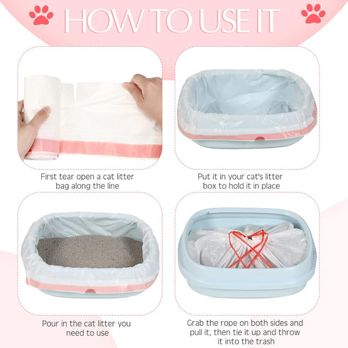 80 (36 18 Inch) Sabary Cat Litter Box Bags Jumbo Kitty Pan Liners with Drawstring Sturdy Hdpe Material for Cat Pet