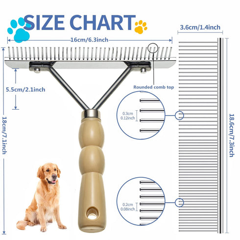 Dog Rake for Undercoat Long Tooth Dogs Comb, Grooming Tool Set for Big Dog Horse Longhair Cat