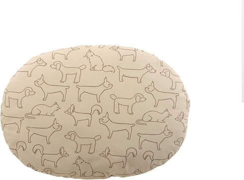 Richell Oval Pet Bed for Small Dogs & Cats, Brown, Flexible Waterproof Plastic Frame, Washable Polyester Cushion, 16.5