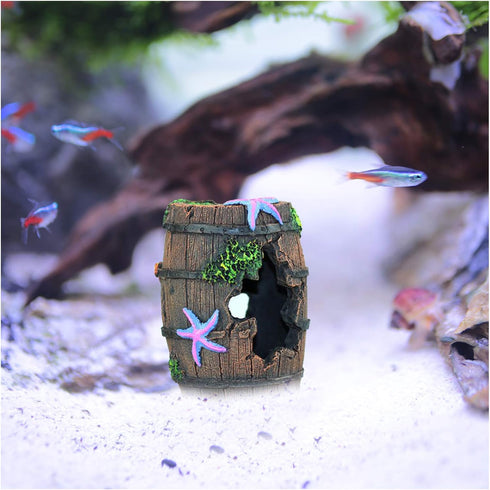 WishLotus Aquarium Fish Tank Decorations, Plastic Plants Fish Cave Castle Ornaments for Tank Décor