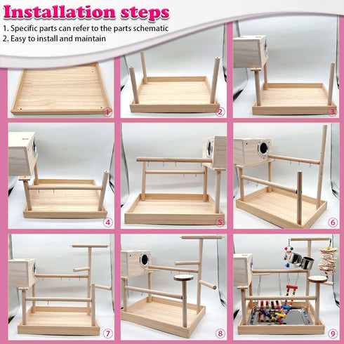 kathson Bird Playground,Parrot Play Stand,Parakeet Play Gym with Breeding Box and Food Cups,Cockatiel Perch Stand