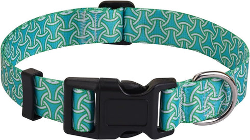 Soft Comfy Dog Collar for Small Dogs, Geometry Pattern Adjustable Pet Collar for Small Medium Large Dogs (Armor Green,