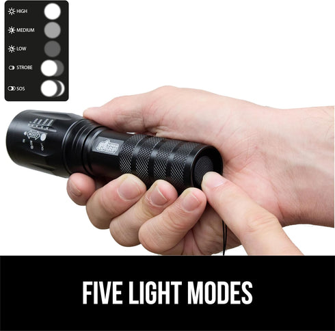 GORILLA GRIP Powerful LED Tactical Flashlight, 750 FT High Lumens, Water Resistant, Mini Flash Light for Camping