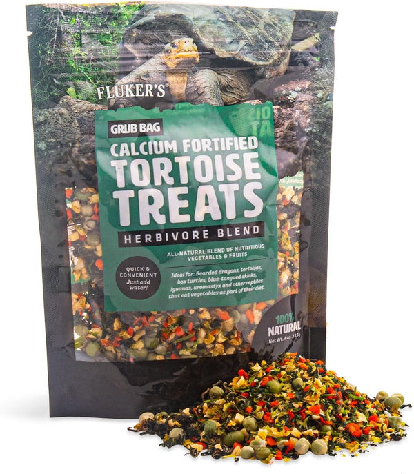 Fluker's Grub Bag, Calcium Fortified Tortoise Treats, All Natural Herbivore Blend for Tortoise and Herbivore Pets, 4 oz