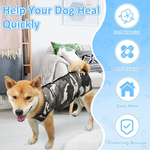 Coppthinktu Breathable Dog Recovery Suit for Abdominal Wounds, E-Collar Alternative for Small/Medium Dogs After Surgery