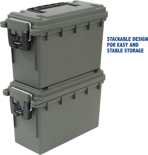 Sheffield 12626 Field Box, Plastic Ammo Can for Pistol, Rifle, and Shotgun Ammo, Water Resistant (Olive Drab Green)