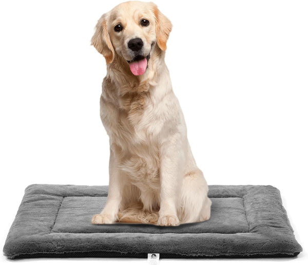 Dog Beds Crate Pad for Large Dogs, Cat Bed Washable Dog Crate Pad, Anti-Slip & Anti-Scratch Pet Sleeping Mat (Gray, L)