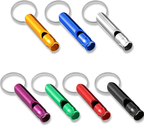 Sumind 49 Pieces Emergency Whistle with Keychain for Outdoor Camping, Hiking, Boating, Fishing - 7 Colors