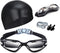 Swim Goggles for Men Women - No Leaking with Nose Clip, Earplugs, Swim Cap and Case
