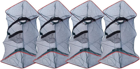 Toyvian 4pcs Portable Crawfish Trap Lobster Shrimp Cast Net Foldable Crab Mesh