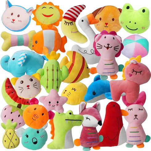 YUNKINGDOM 27 Pack Puppy Squeaky Toy,Different Designs Squeakers Pet Toys,Cute Bulk Plush Dog