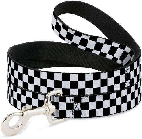 Dog Leash Checker - Black White, 4 Feet Long, 1.0 Inch Wide